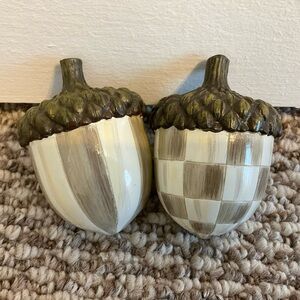MacKenzie-Childs Mocha Courtly Check Acorns - set of 2